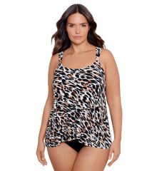 Miraclesuit Women's Plus Size Fur Realz Dazzle Tankini Top