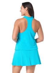Beach House Women's Plus Size Solid  Nina Ruffle Neckline Racerback Tankini Top