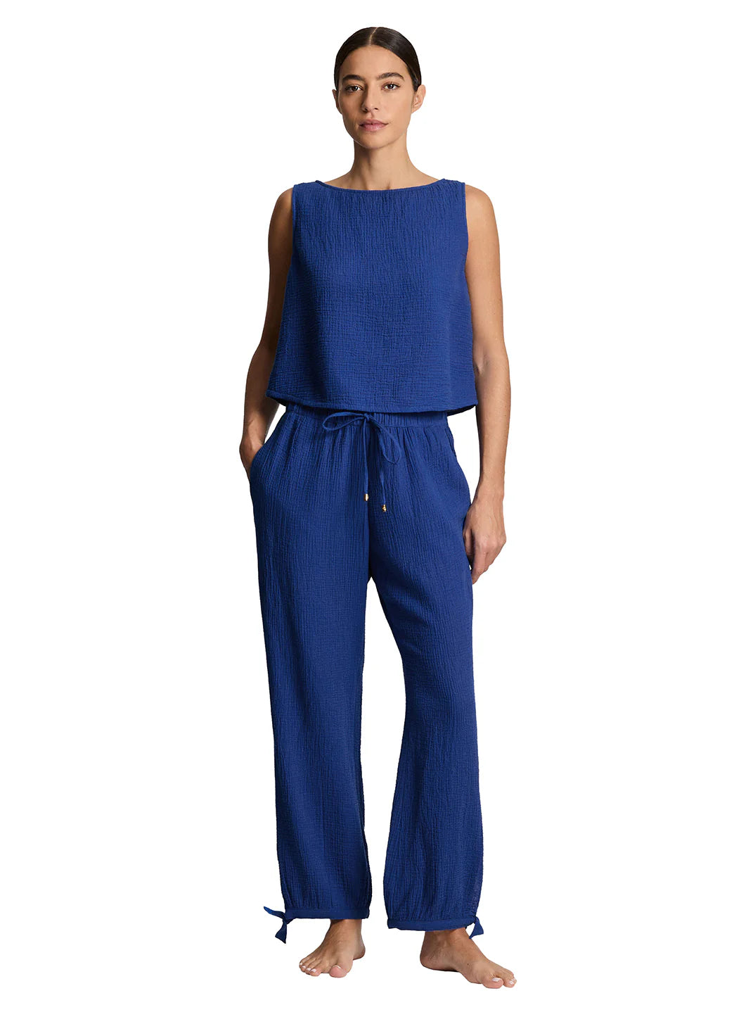 Lauren Ralph Lauren Women's Double Gauze Top And Bottoms Cover Up Set