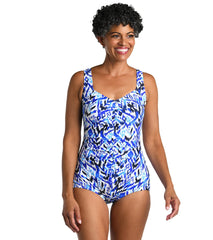 Maxine Women's Global Groove Shirred Front Girl Leg One Piece Swimsuit