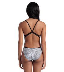 Arena Women's White Floral Lace Back One Piece Swimsuit