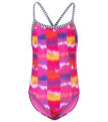 Dolfin Girls' Far Out Printed One Piece Swimsuit (Big Kid)