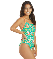 Sporti Limited Edition Ugly Sweater Reindeer Pool Float Thin Strap One Piece Swimsuit