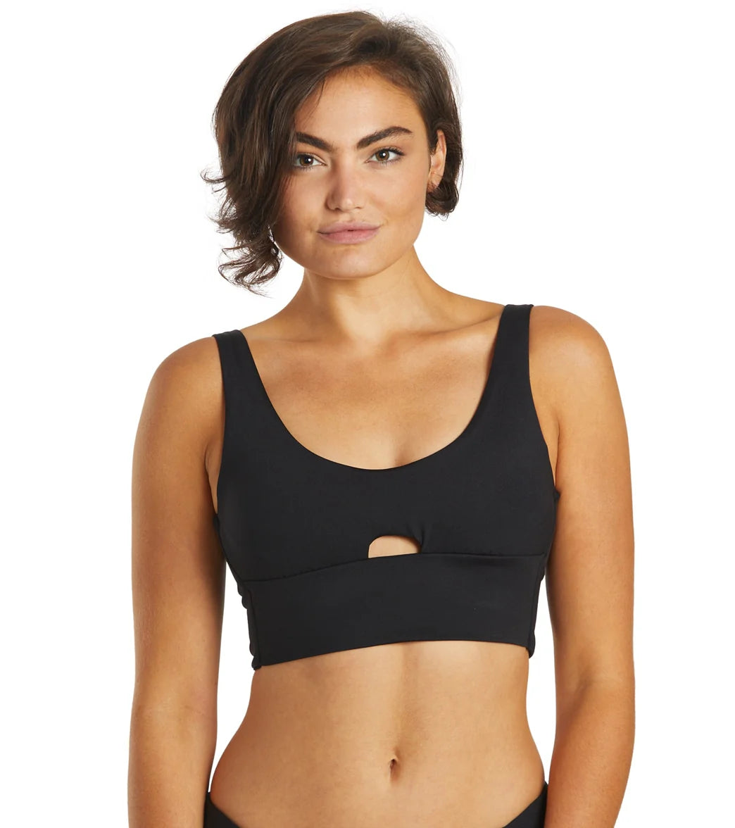 Hurley Women's Max Solid Long Line Crop Bikini Top