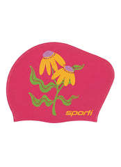 Sporti Sunny Bloom Long Hair Bun Silicone Swim Cap