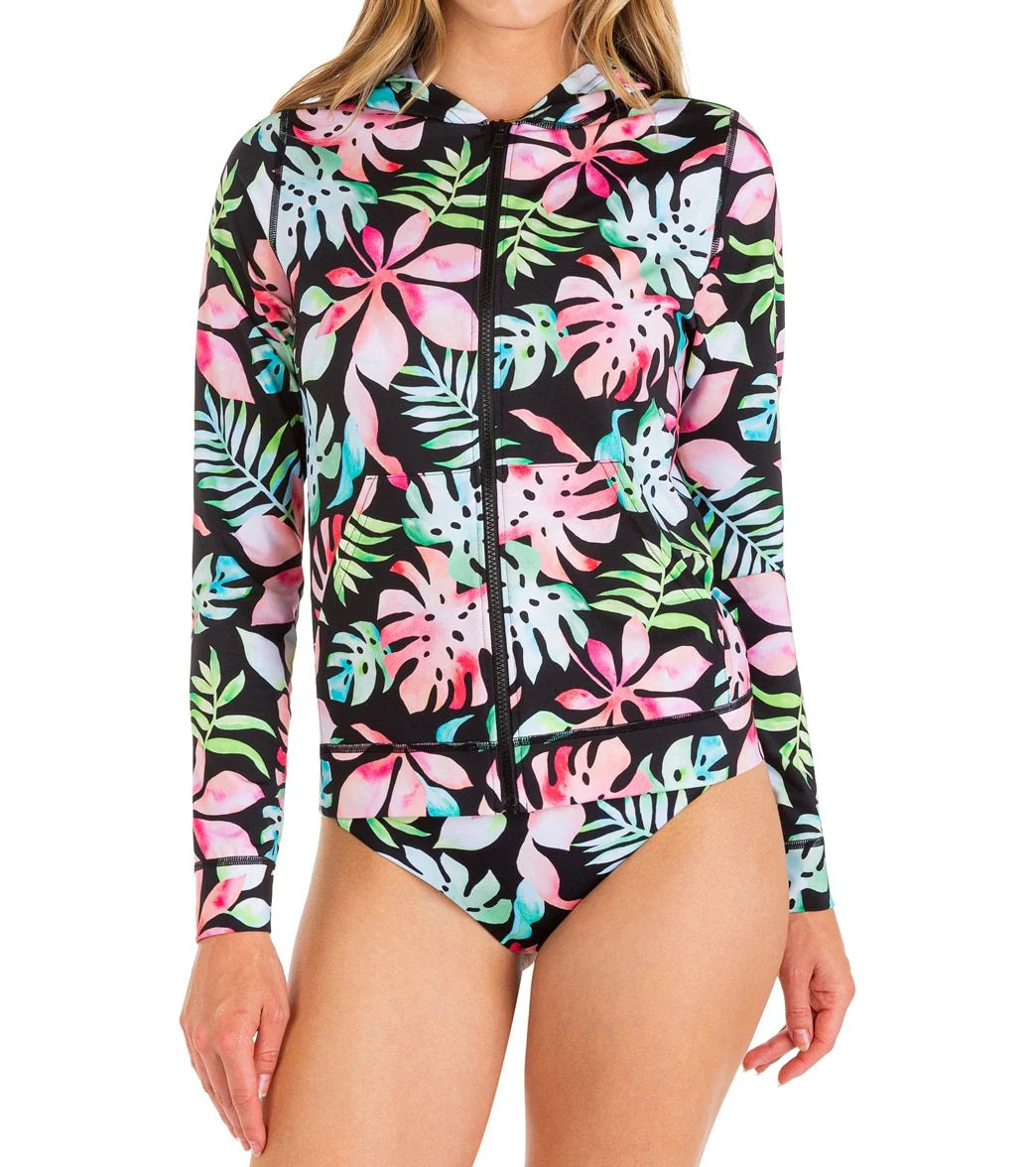 Hurley Women's Tropix Long Sleeve  Zip Hoodie Rashguard