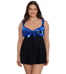 Longitude Women's Infinite Shine Tie Front Long Torso Swim Dress