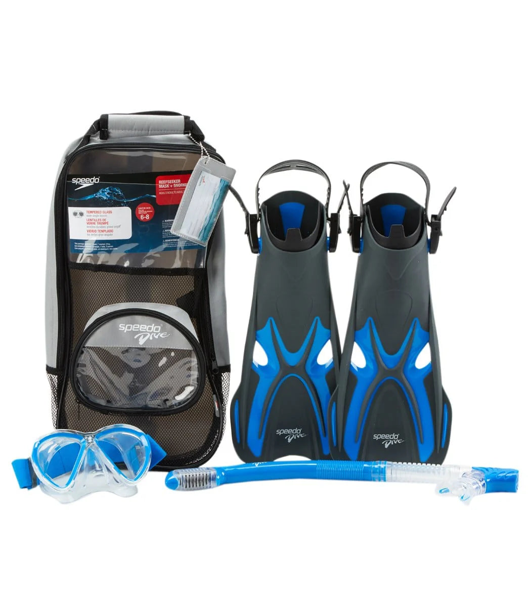 Speedo Reefseeker Mask, Snorkel, and Fin Set