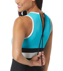 Beach House Women's Color Block Rib Aspire High Neck One Piece Swimsuit