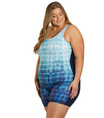 Sporti Plus Size Unitard Shibori Ombre One Piece Swimsuit