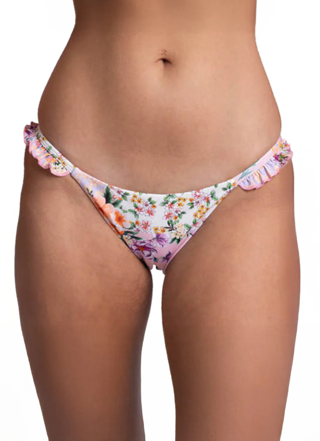 JOLYN Women's Karlee Cottage Patch Side Ruffles Low Rise Bikini Bottom