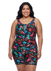 Sporti Plus Size Unitard Tide Pool One Piece Swimsuit