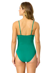 Anne Cole Women's Solid Shirred Lingerie One Piece Swimsuit