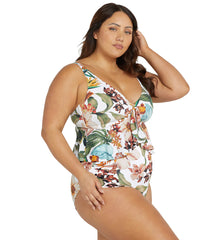 Artesands Woman's Plus Size Into The Saltu Chagall Midriff Bikini Top ( Multifit A-D Cup)