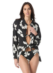 Vince Camuto Women's Spaced Floral Cover Up Shirt