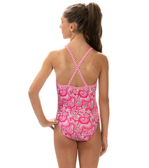 Dolfin Girls' Sunny Daze Printed One Piece Swimsuit (Big Kid)