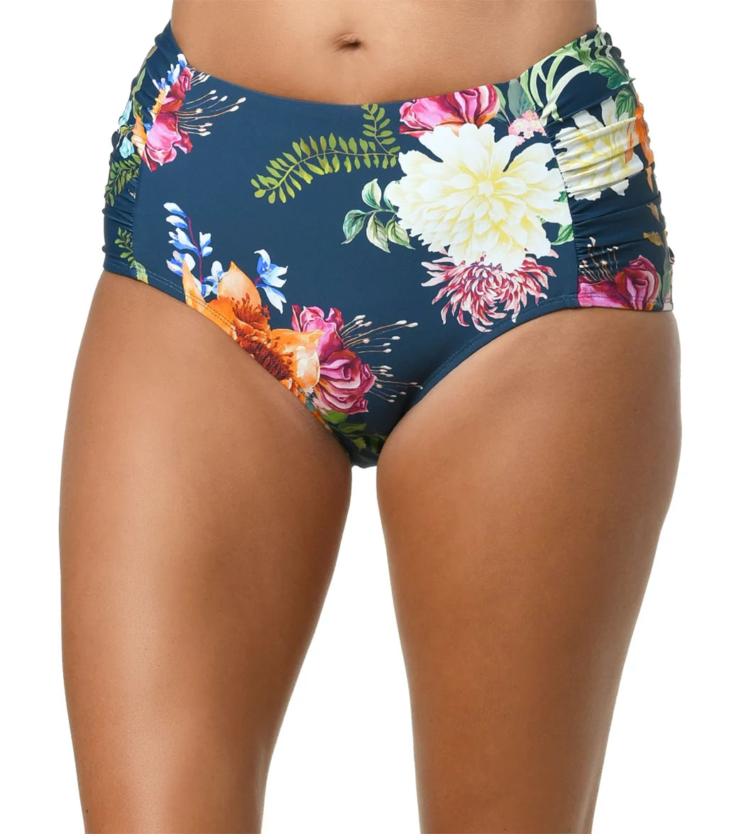 Jantzen Women's Floral Enchantment Side Shirred Comfort Core Bikini Bottom
