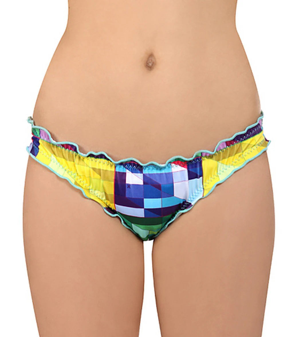 Hurley Girls' Geo Brazilian Ruffle Hipster Bikini Bottom