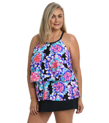 Maxine Women's Plus Size Mums The Word High Neck Tankini Top