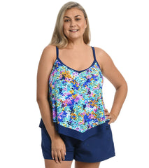 Maxine Women's Plus Size Hydrangea Hills Flutter Tankini Top