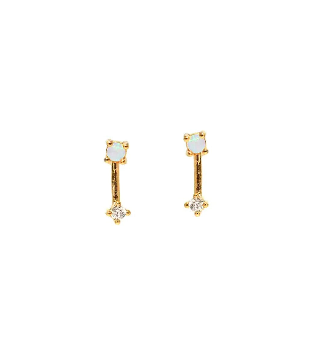 TAI Jewelry Opal Stick Studs with CZ Accents