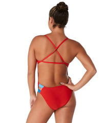 Speedo Women's Solid Twist Back One Piece Swimsuit