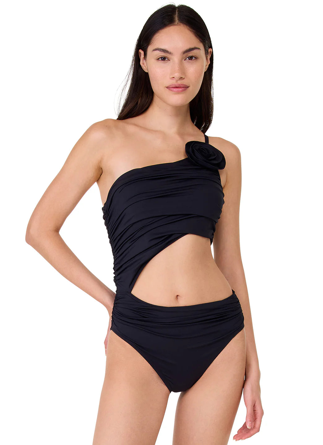 Kate Spade Women's Rosette Solids One Shoulder One Piece Swimsuit