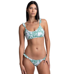 JOLYN Women's Karlee Floriana Side Ruffles Low Rise Bikini Bottom