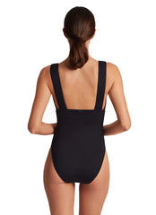 Lauren Ralph Lauren Women's Sculpting Solids Modern V Neck One Piece Swimsuit