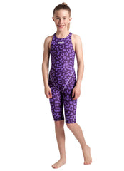 Arena Girls' Powerskin ST Next Limited Edition Leopard Open Back Tech Suit Swimsuit