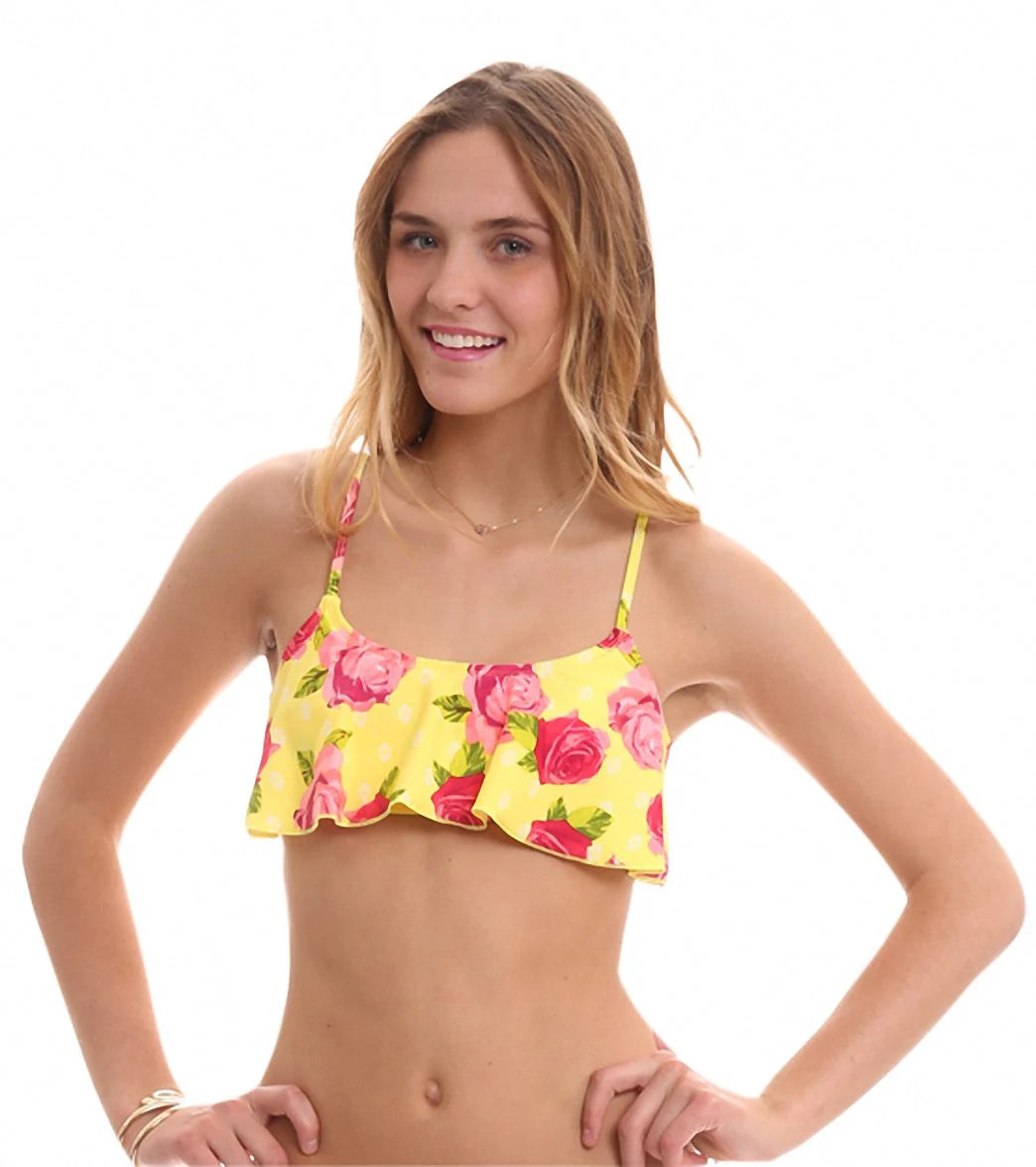 Body Glove Swimwear Roses Are Yellow Ivy Flutter Crop Bikini Top