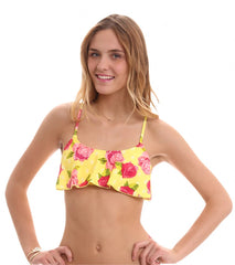 Body Glove Swimwear Roses Are Yellow Ivy Flutter Crop Bikini Top