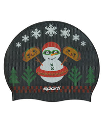 Sporti Limited Edition Granny Sweater Snowman Silicone Swim Cap Jr.