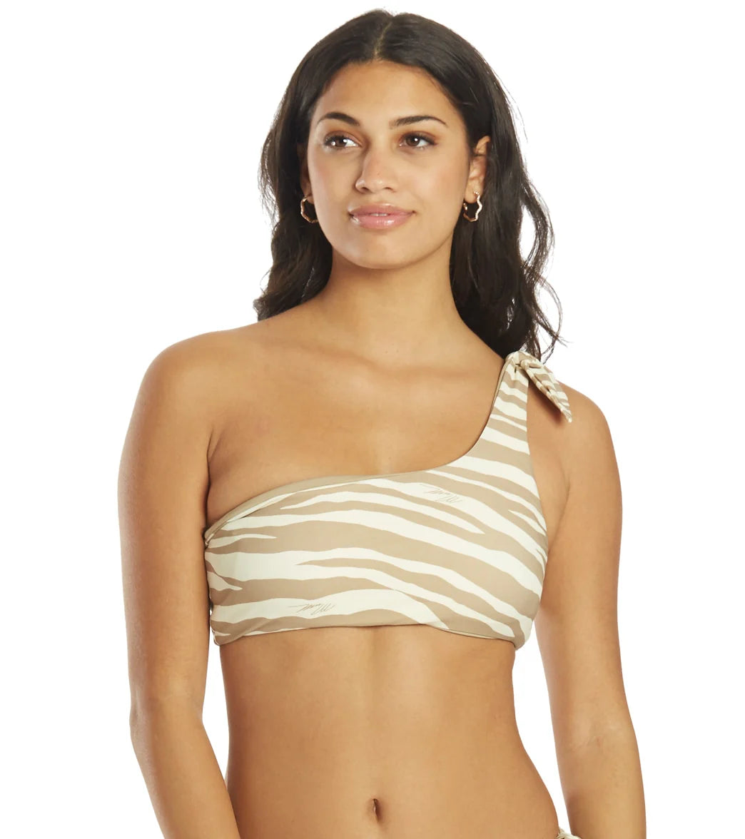 Michael Kors Women's Reversible Zebra One Shoulder Bikini Top