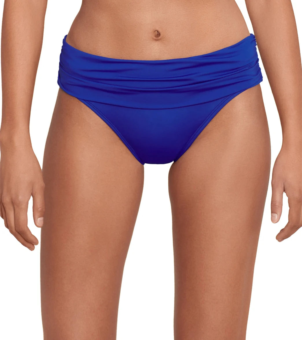 Lauren Ralph Lauren Women's Beach Club Solids Wide Shirred Banded Hipster Bikini Bottom