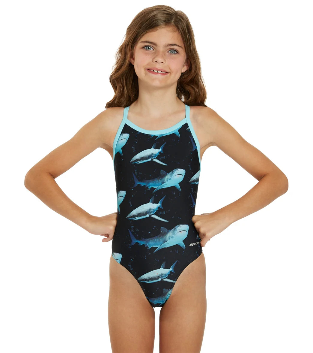 Sporti Sharkies Thin Strap One Piece Swimsuit Youth (22-28)