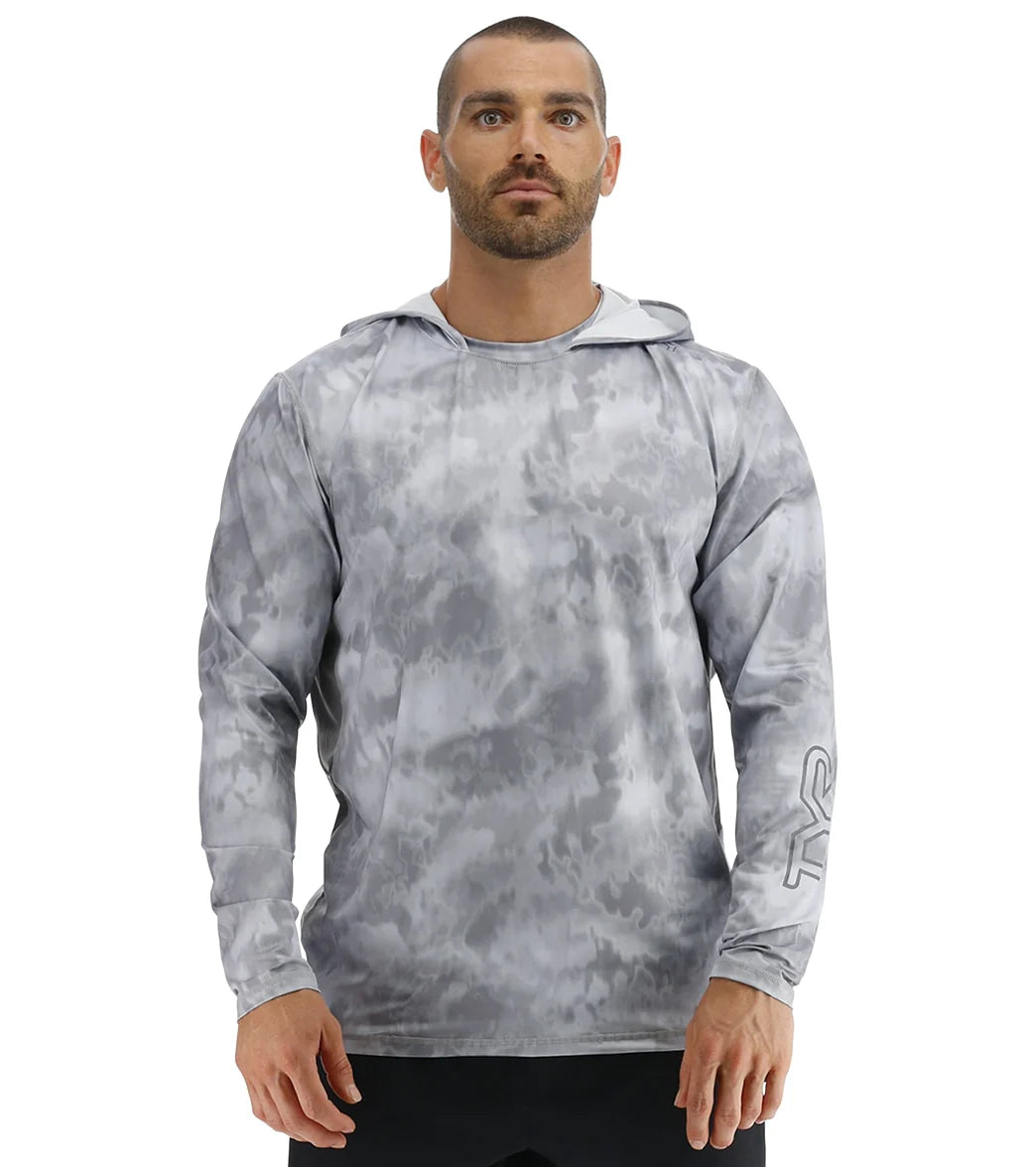 TYR Men's Turbulent SunDefense Hooded UPF 50+ Swim Shirt