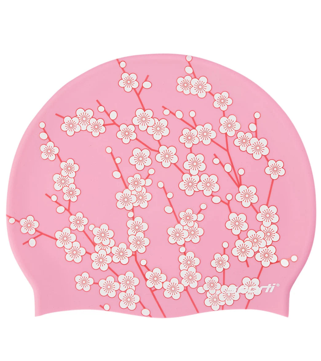Sporti Cherry Blossom Silicone Swim Cap