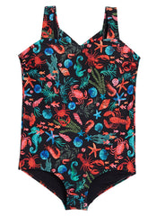 Sporti Plus Size Tide Pool Moderate Printed Sweetheart One Piece Swimsuit