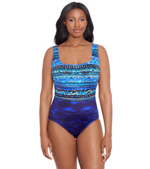 Longitude Women's Pool Attention Double Cross Back Back Tank One Piece Swimsuit