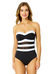Anne Cole Women's Gabor Mesh Strapless Mesh One Piece Swimsuit