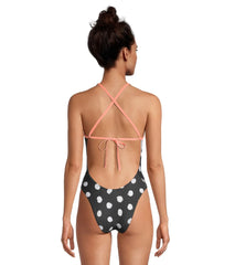Speedo Women's Printed Spliced Tie Back One Piece Swimsuit