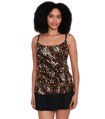 Longitude Women's Catcall Ruffle Faux Skirtini One Piece Swimsuit