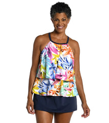 Maxine Women's Conga Vines High Neck Tankini Top