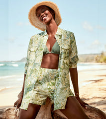 Tommy Bahama Women's Paradise Fronds Boyfriend Cover Up Shirt