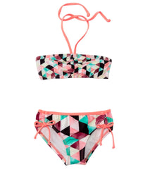 Hurley Girls' Prism Bandeau Top Tunnel Bottom Bikini Set (7yrs-14yrs)