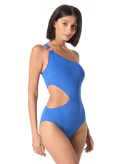 Michael Kors Women's Hardware Solids One Shoulder One Piece Swimsuit