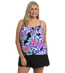 Maxine Women's Plus Size Mums The Word Blouson Tankini Top