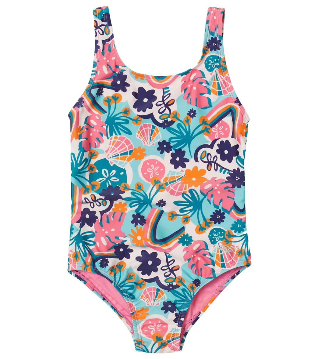 Speedo Girls' Elastic Back One Piece Swimsuit (Big Kid)