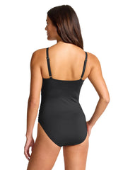 Tommy Bahama Women's Pearl Solid Cross Front V Neck One Piece Swimsuit (D/DD Cup)
